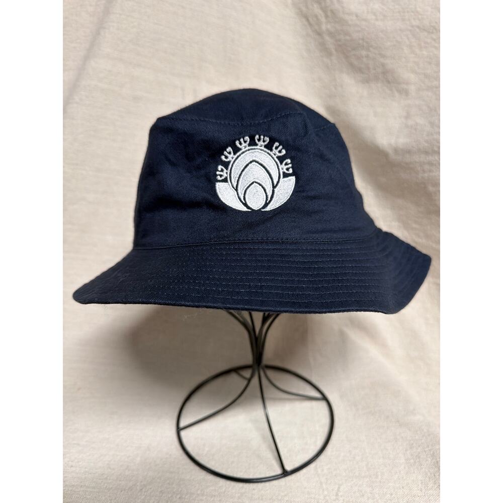 Big X Bucket Hat Navy Lotus Flower Embroidered 100% Cotton Made In Vietnam